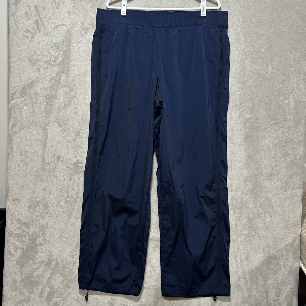 Athleta Rise Pant Women's XL Blue Relaxed Fit Mid Rise Elastic Waist Toggle Hems